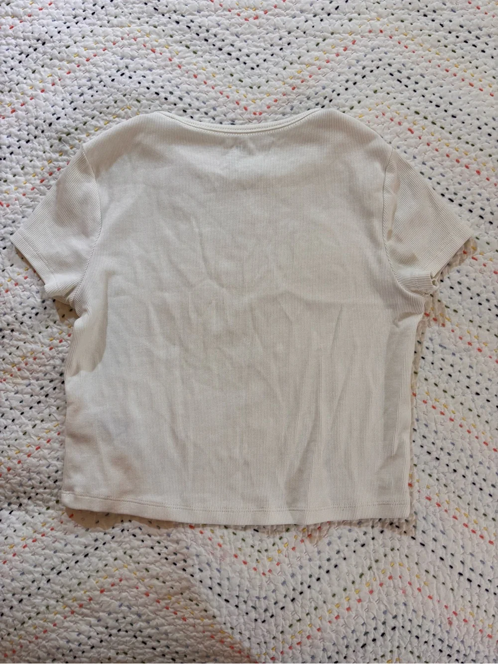 Marks & Spencer Off-White Ribbed Short Sleeve Tee